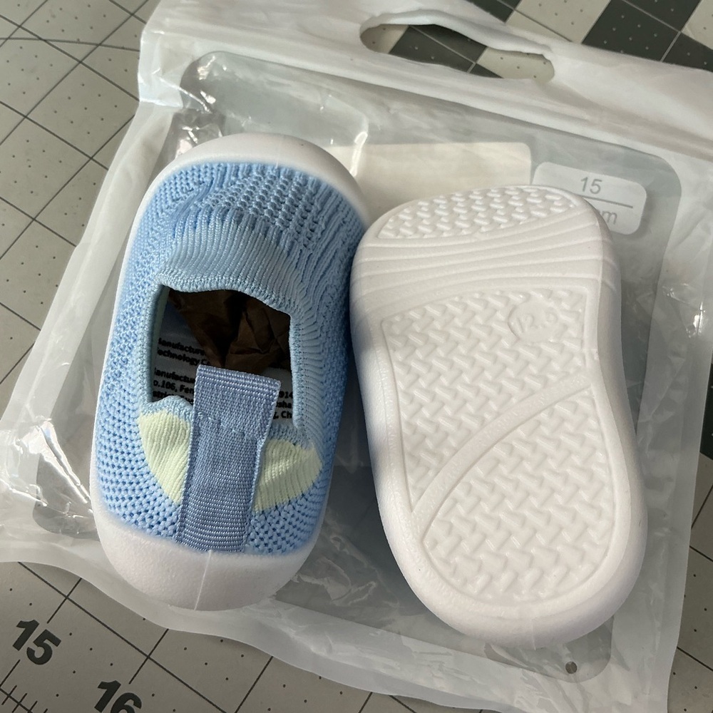 Light Blue Knit Slip-On Sneakers - Picture 3 of 6